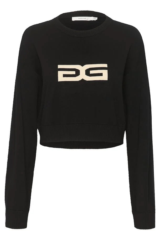Schwarzer Pullover mit großem Logo